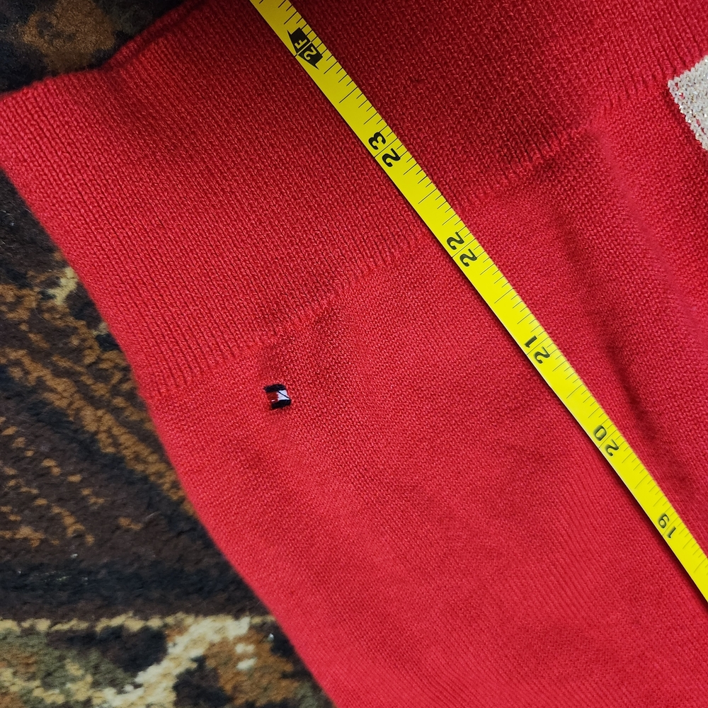 Tommy Hilfiger Red Turtleneck Sweater with Stripes - Picture 9 of 10